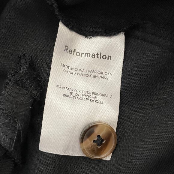 Reformation Mason Wide Leg Pleated Chino Pant in Black - Size: 4 - Picture 6 of 10